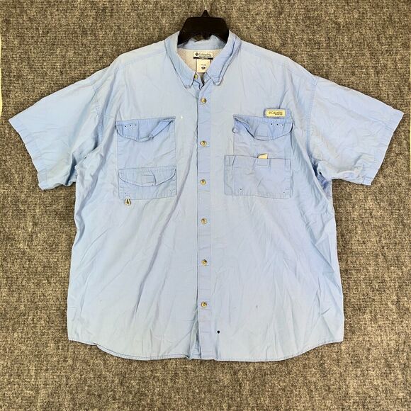 Columbia Shirt Mens XXL PFG Blue Performance‎ Fishing Vented Cotton Broken In - Picture 1 of 11